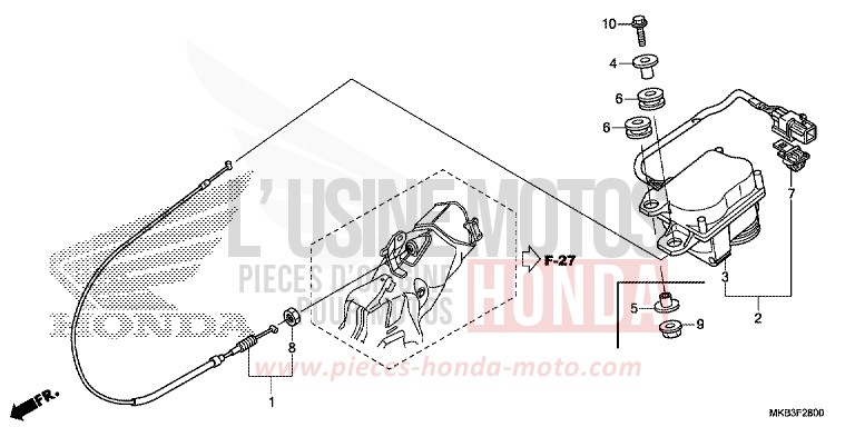 SERVO-MOTEUR de CBR1000RR "Fireblade" ROSS WHITE (NH196) de 2015